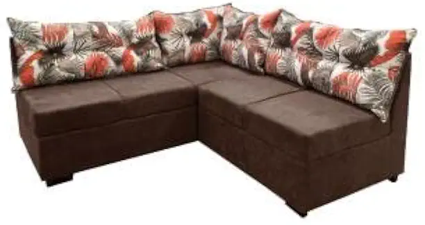 Sofá De Canto 5 Lugares Renaut Suede Marrom/Palmeira