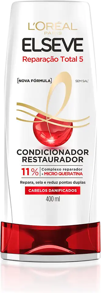 L'Oréal Paris Elseve Condicionador Restaurador Reparação Total 5+, Complexo Reparador com Micro Queratina, 400ml