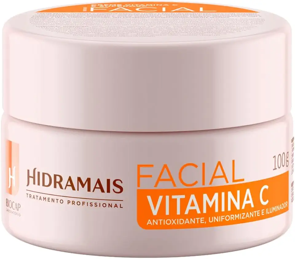 Creme Facial Vitamina C Hidramais - Hidratante Rosto 100g - Absorção Rápida e Luminosidade - Cuidado Diário