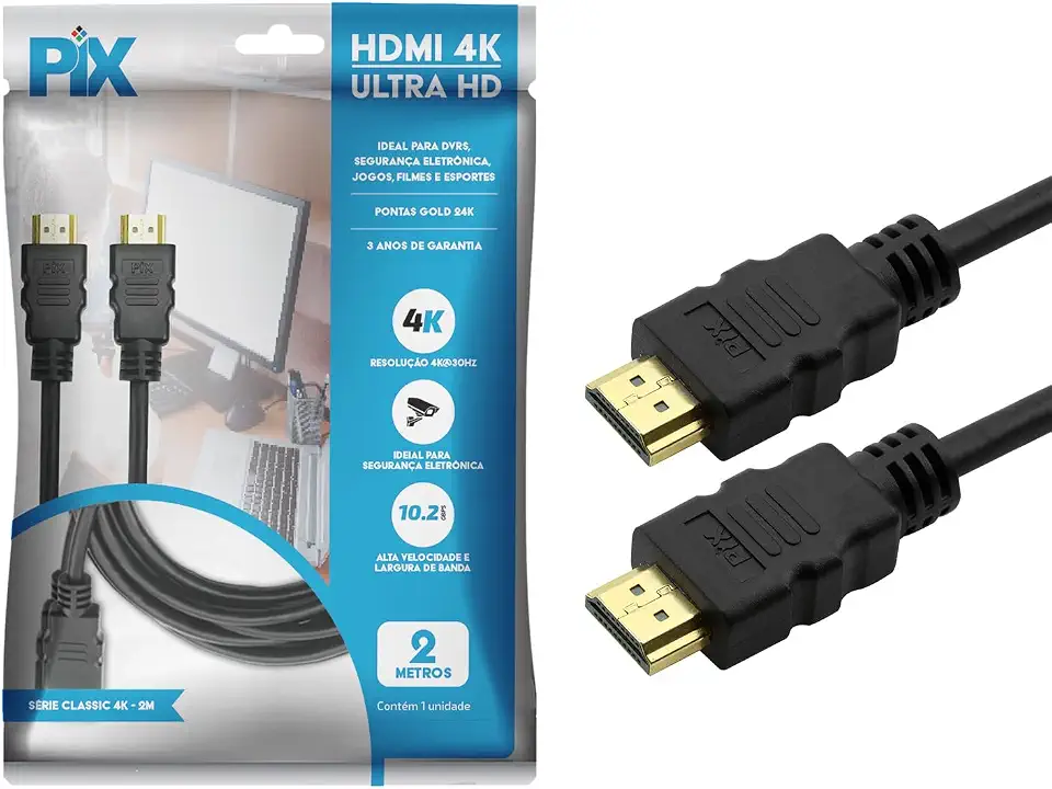PIX Cabo HDMI 1.4 4K ULTRAHD, 2 Metros