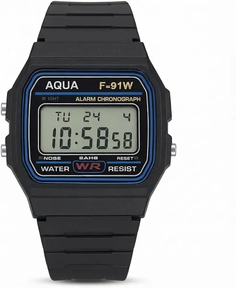 Relógio De Pulso Digital Vintage Pequeno Preto Básico Militar A Prova D'agua Unissex Premium