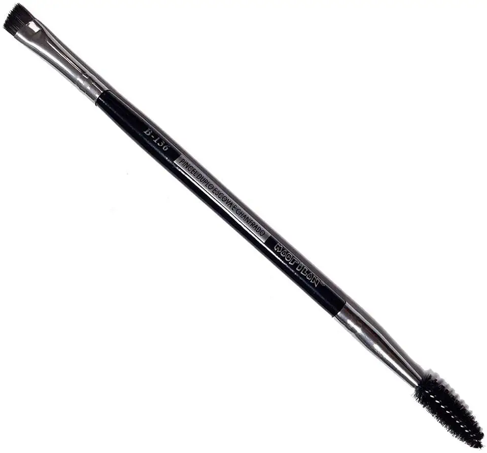 Pincel Macrilan Duplo Sobrancelha B-136 - Escova e Chanfrado Firme para Precisão - Custo-Benefício Excelente, Macrilan