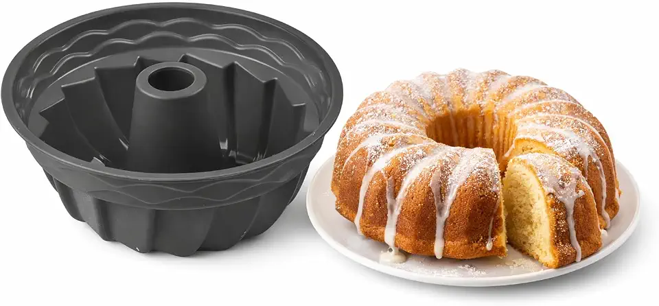 Forma de Silicone para Bolo Pudim Doces Antiaderente para Forno Airfryer Redonda com Furo Central Fácil de Desenformar