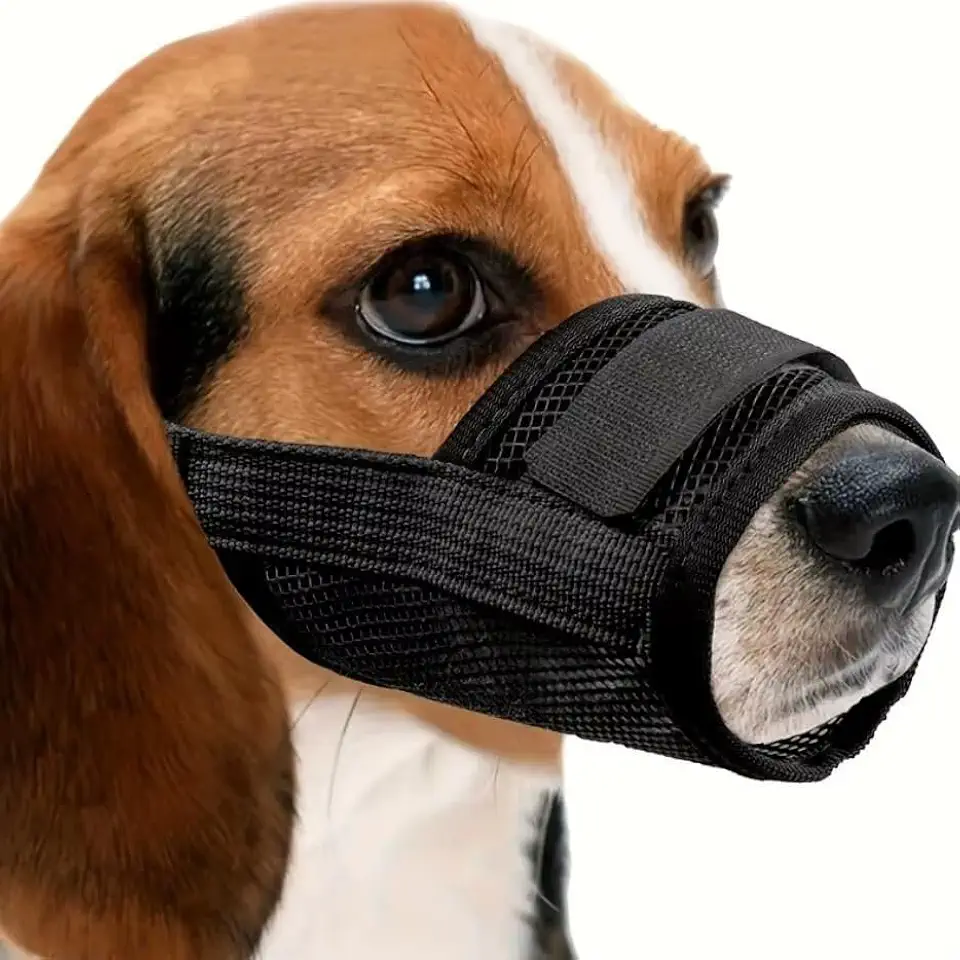 Focinheira Respirável Regulável para Cachorro Pequeno Médio e Grande Tamanhos P/M/G/GG/GGG 8 Cores (Preto, M)