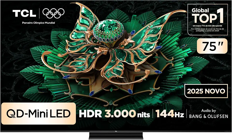 Smart TV TCL 75 Polegadas QLED Mini LED 4K C7K WiFi Bluetooth Google TV 4 HDMI 144Hz HDR10+ 75C7K