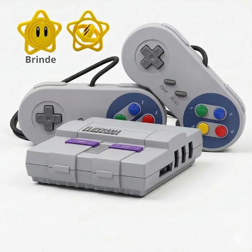 Game Retro Mini Super Nintendo 2 Controles + Pack com todos os Jogos de Snes (Controles SNES)