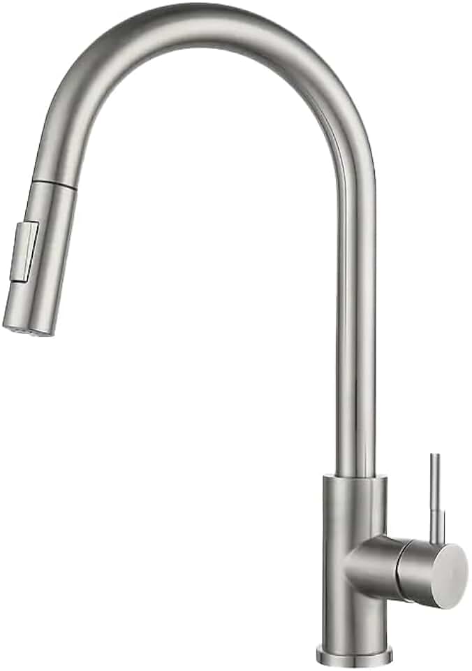 Torneira Cozinha, Torneira cozinha Bancada Aço com Mangueira Retrátil e Spray, Torneira Misturador Monocomando Cozinha,Torneira Alta com Rotação 360° para Pia de Cozinha