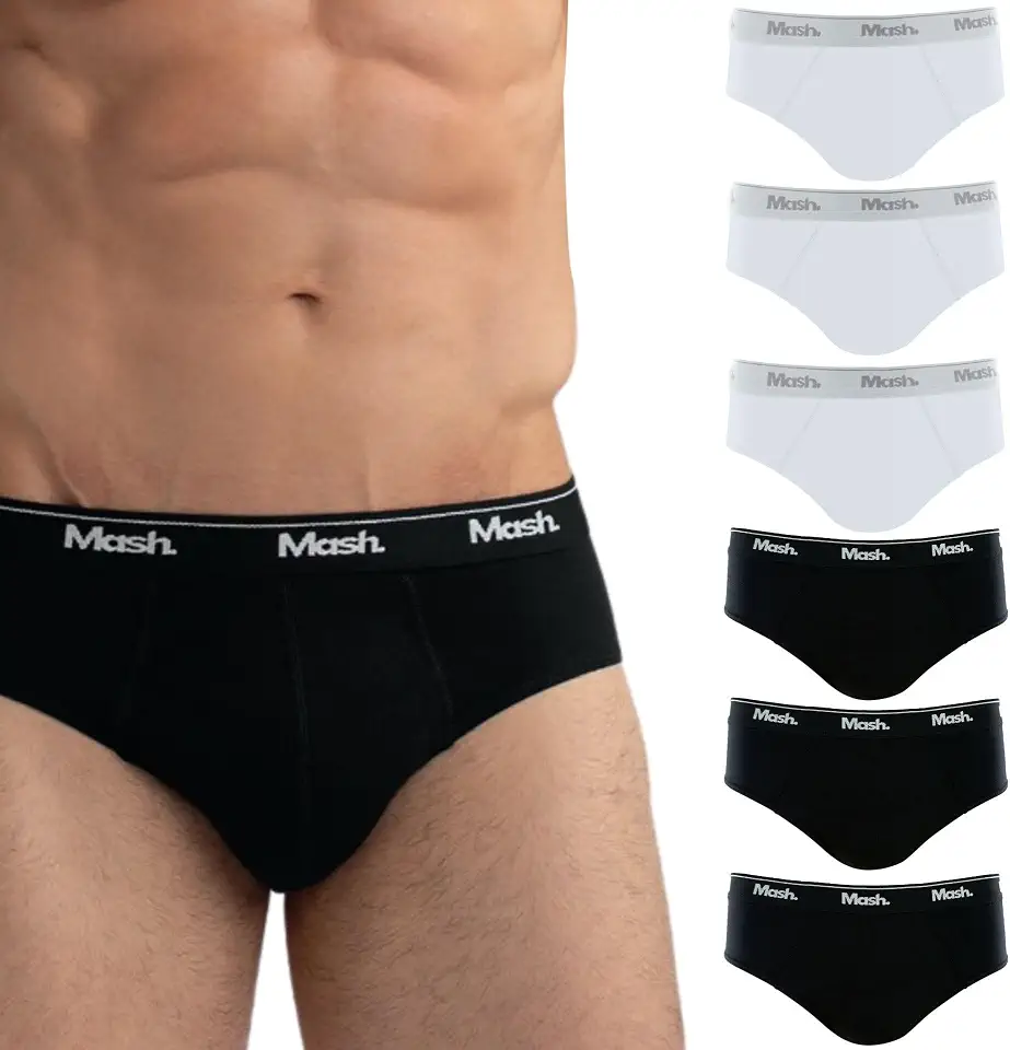 Kit 6 Cuecas Mash Slip Algodão Cotton Hipoalergênica Masculina