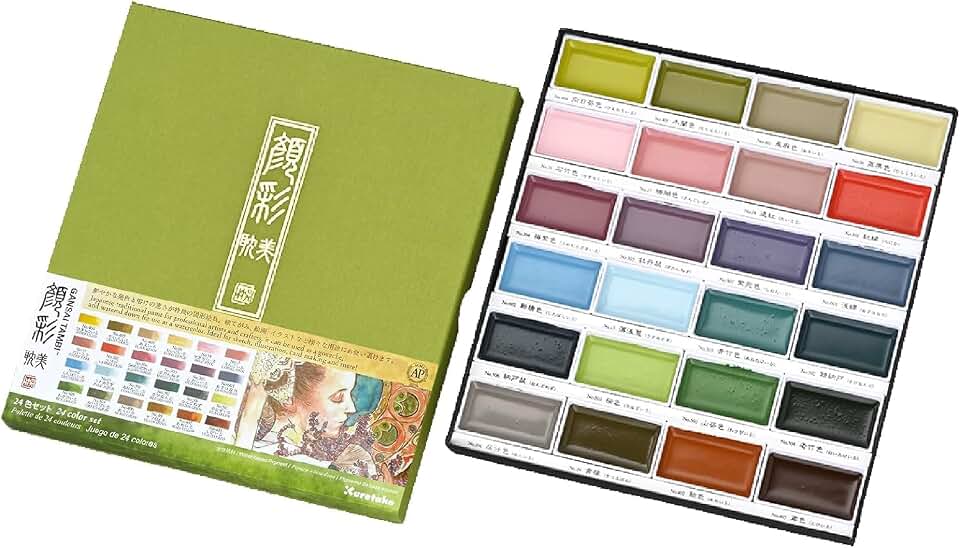 Aquarela Kuretake Gansai Tambi 24 Cores Art Nouveau