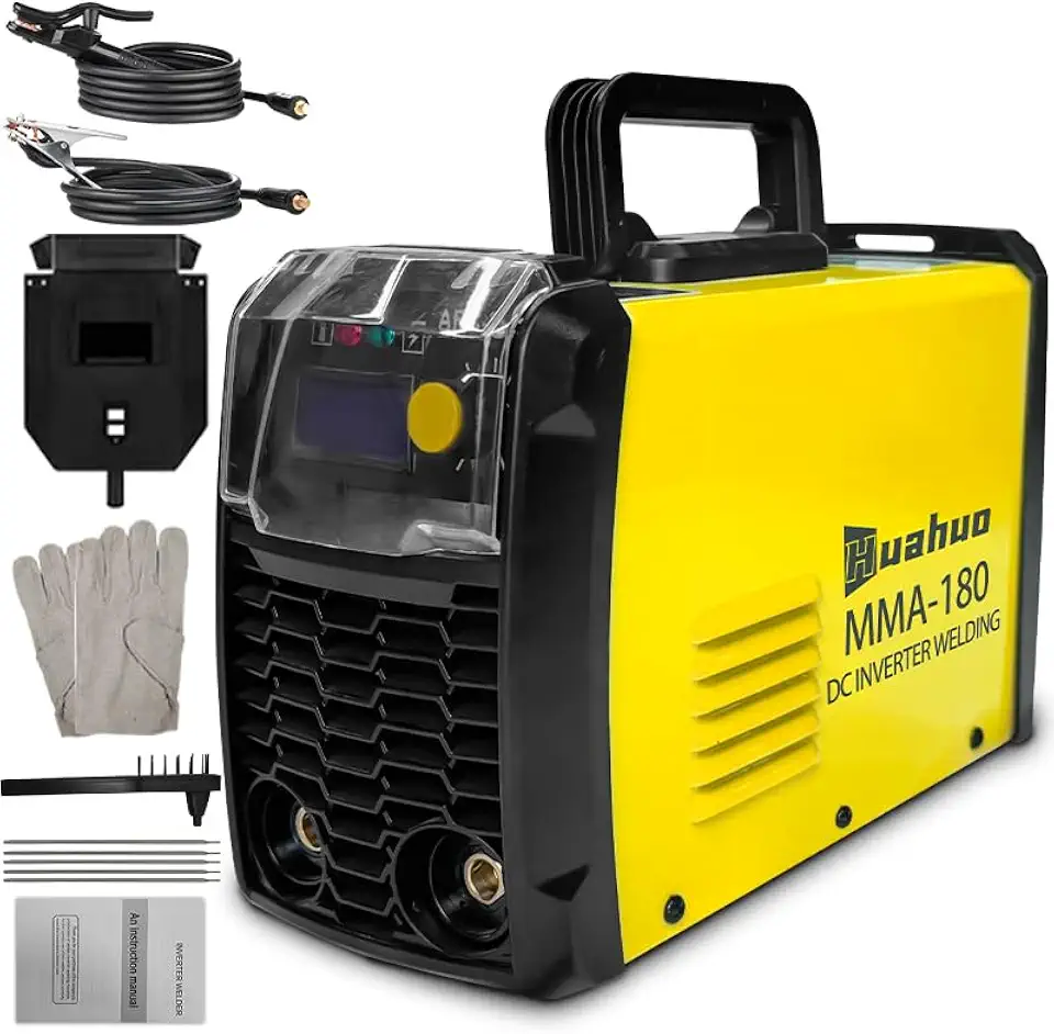 Máquina de Solda Inversora,Portatil de Alta Potência com Acessórios MMA180（220V/120A) (Amarelo-220V)