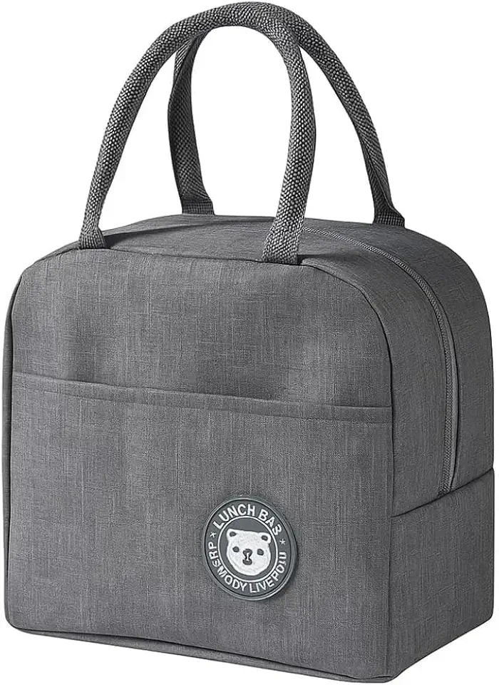 Lancheira Térmica Fitness Reutilizável à Prova de Vazamentos – Bolsa para Marmita, Academia e Trabalho, Isolamento Térmico, Portátil e Lavável (Cinza)