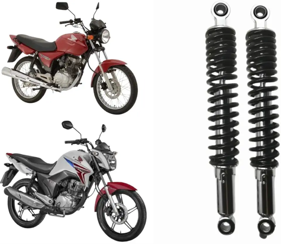 Par Amortecedor Traseiro Moto Honda CG Titan Fan 150 2004 2005 2006 2007 2008 a 2015 Modelo Cromado