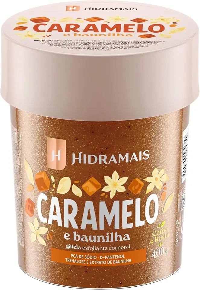 Esfoliante Corporal Hidramais Geleia Caramelo e Baunilha - 400g - Textura Suave, Pele Macia e Perfumada - Hidratação Profunda