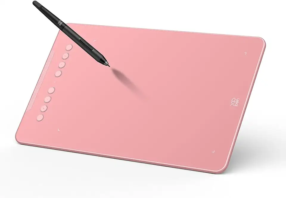 XPPen Deco 01 V3 Mesa Digitalizadora com 16384 Níveis de Pressão, 8 Teclas de Atalho, Compatível com Android Windows Linux (Rosa)