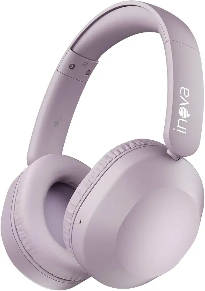 INAVA Headphone Bluethooth, 25h, Áudio Hi-Res, Headset com Microfone, ENC, Fone de Ouvido Bluetooth, Suitable for Travel, Home, and Office Use (Roxo)