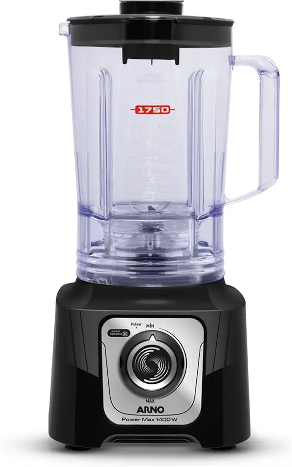 Liquidificador Arno Powermax 1400W LN65 Preto, com 6 Lâminas Powelix Pro, 3,1L de Capacidade, Tecnologia Comfort Control e Design Arno, 220V