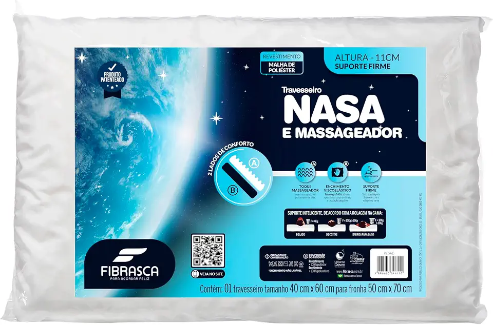 Travesseiro Nasa e Massageador Ortopédico - P/fronhas 50 x 70 cm - Fibrasca