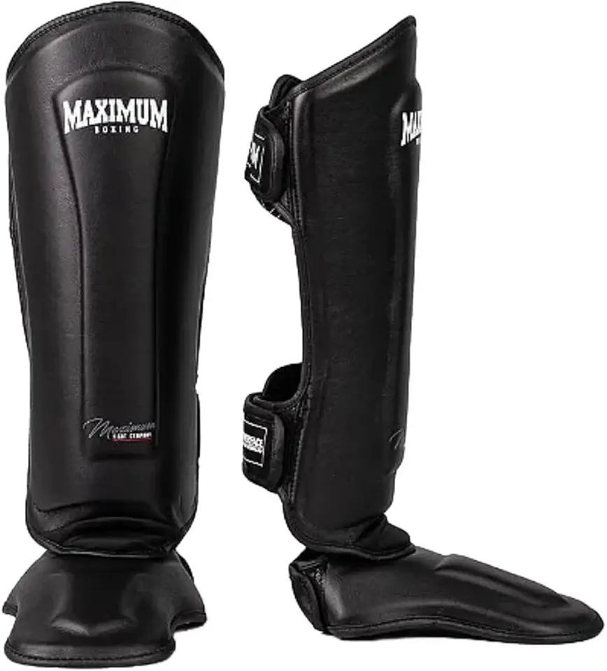 Caneleira de Muay Thai Kickboxing Maximum Classic Black (Par)