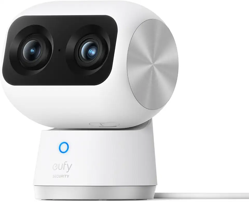 eufy Câmera S350, Camera de Segurança Wi-Fi, 4K Inteligente com Câmera Dupla, Visão 360°, Zoom 8×, Visão Noturna, Babá Eletrônica, Rastreamento por IA, Compatível com Alexa e HomeBase 3