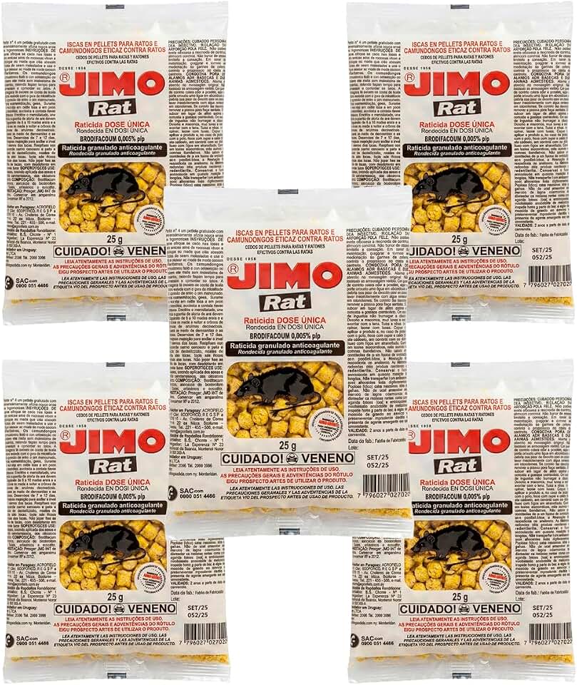 Raticida Granulado Isca para Ratos e Camundongos Kit 5 Pacotes 25g Eficiente Pronto para Uso