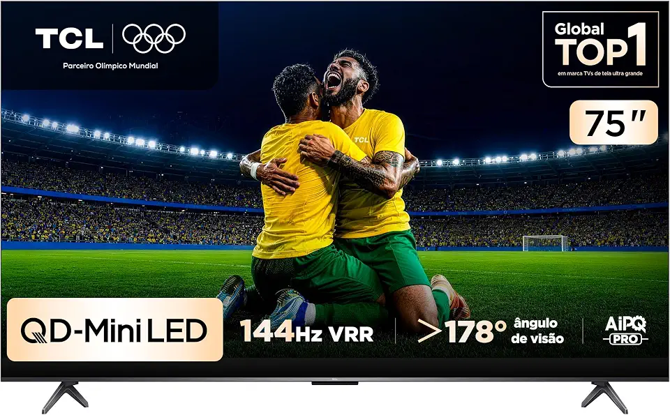 Smart TV TCL 75 Polegadas QLED Mini LED 4K C6K WiFi Bluetooth Google TV 4 HDMI 144Hz HDR10+ 75C6K