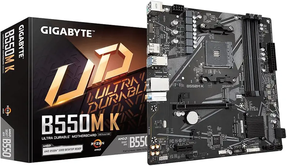 Placa Mae Gigabyte B550M, AM4 4XDDR4(MÁX128GB), 4 Sata, 1 M.2, 2XUSB 3.2, 4XUSB 2.0, 1XHDMI