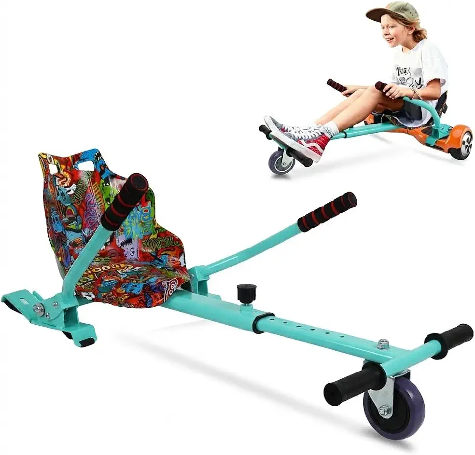 Joyfox Hoverkart Universal para Hoverboard 6.5", 8.5" e 10" com Assento Ergonômico, Estrutura Ajustável em Aço Carbono, Peso Máximo 100kg, Fácil Montagem