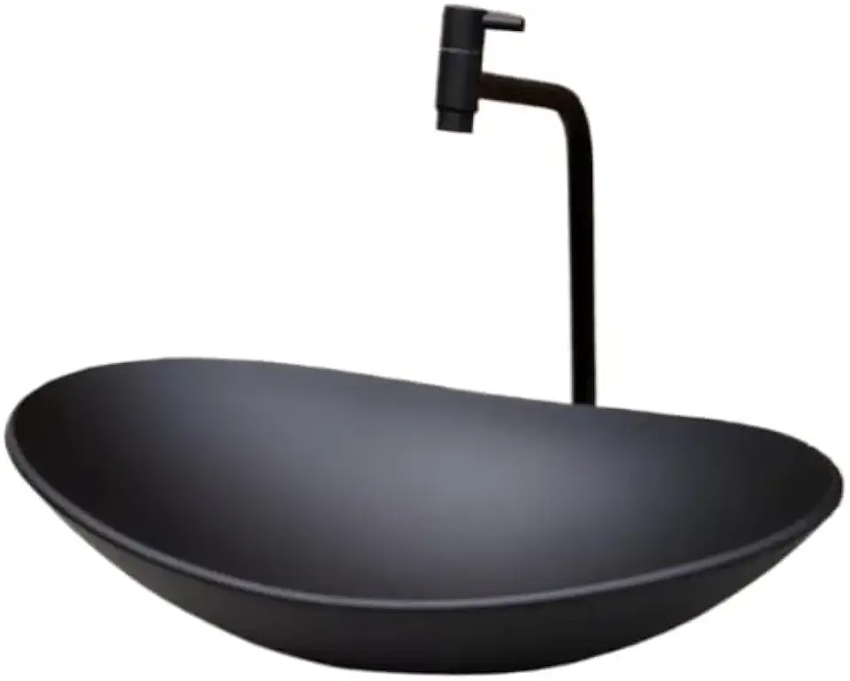 Cuba Canoa Oval 40x30cm Sobrepor Lavabo Banheiro de Acrílico(Preto)