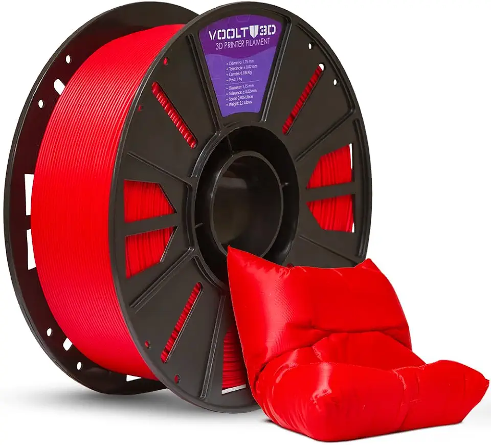 Filamento PLA Vermelho Premium 1kg, 1.75Mm, Para Impressoras 3D - Voolt3D