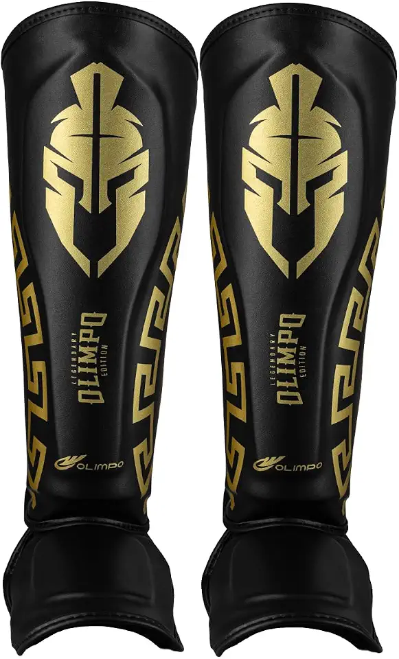 Caneleira Muay Thai Kickboxing Olimpo Legendary Edition Preto Com Dourado
