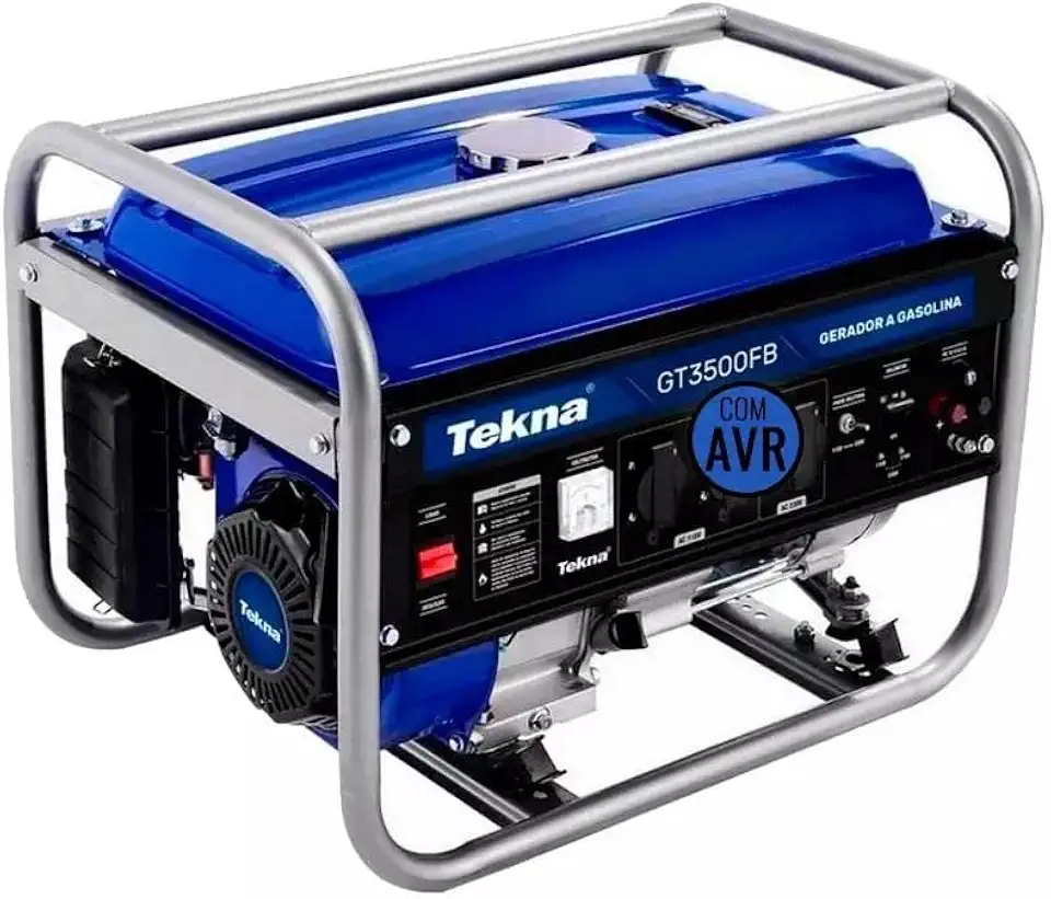 Gerador de Energia à Gasolina 6,5HP 3,1KVA 4 Tempos Bivolt GT3500FB TEKNA