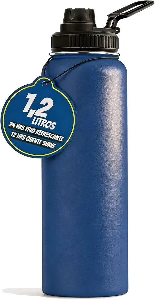 Garrafa Termica 1200ml Esportiva De Aço Inoxidável Com Isolamento A Vácuo De(Azul)