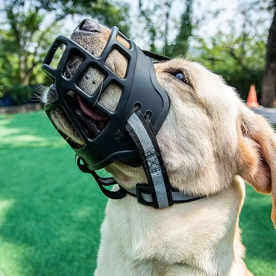 Focinheira de Segurança Respirável para Cães, com Faixa Refletiva, Ajustável, Material TPR e Nylon, Tamanhos: 0, 1, 2, 3, 4, 5, 6 (Número: 4)