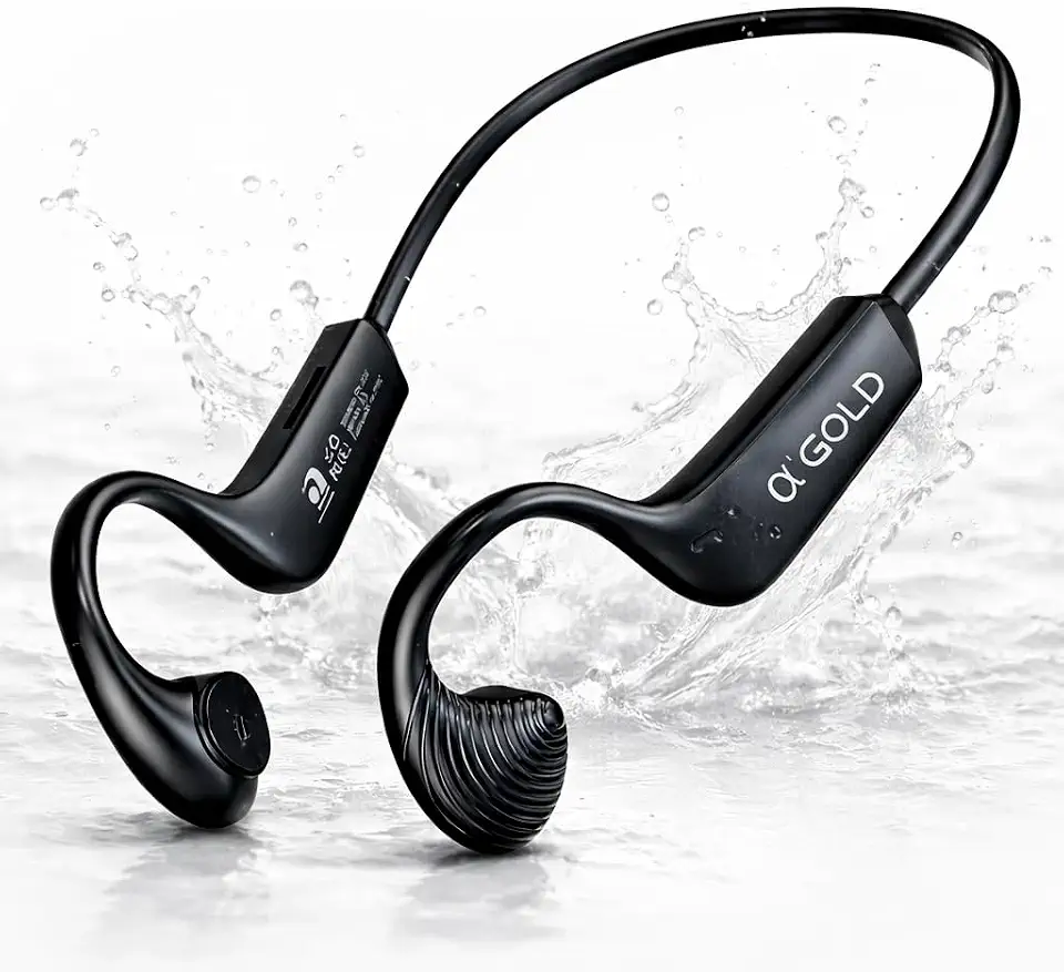 Fone de Ouvido Esportivo Open Ear Bluetooth Sem Fio, Condução Ossea, IPX4 Resistente à Água, Ultra Leve 27g, Bateria até 7H, Entrada Cartão MicroSD - Ideal para Corrida, Ciclismo, Treino e Academia