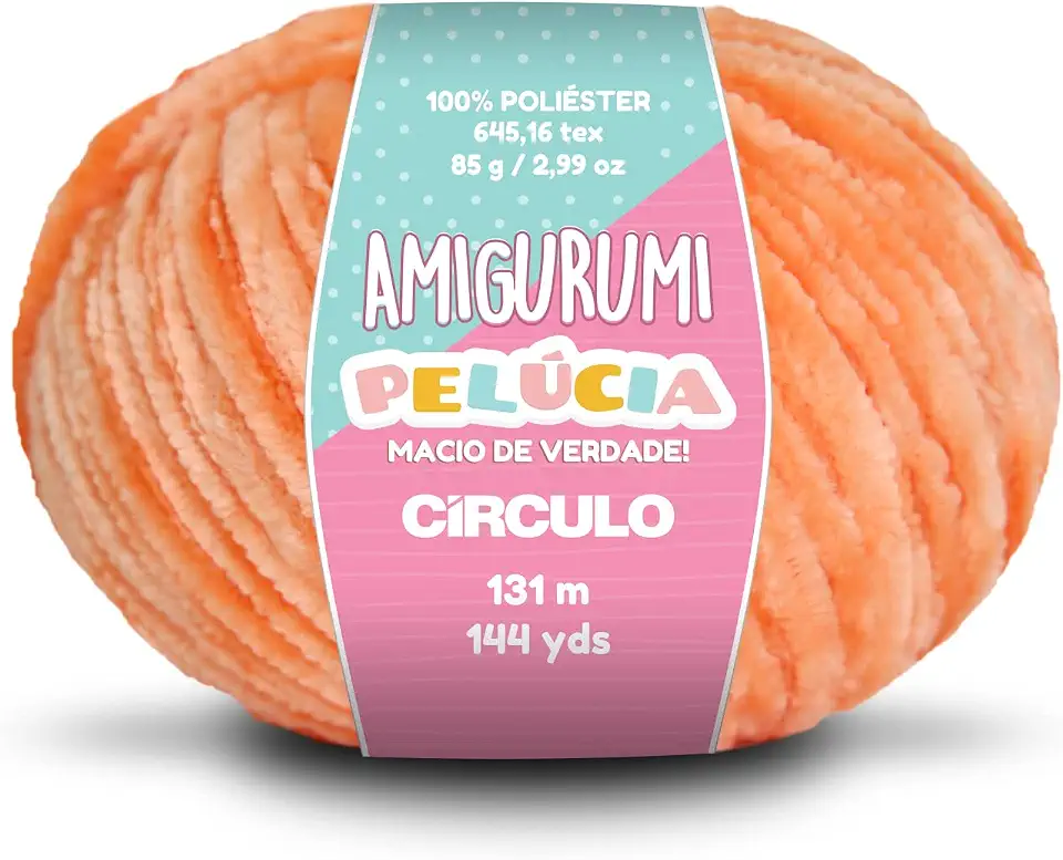 Circulo - Fio Amigurumi Pelucia, fio de veludo especial de chenille para Amigurumi e cobertor, 144 metros, penteado (4456 - Laranja)
