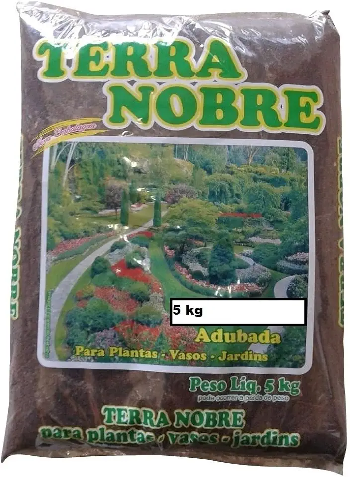 Saco de Terra Nobre Adubada 5kg - Horta - Plantas - Jardim - Vasos - Suculenta