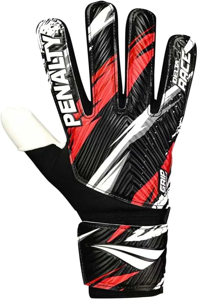 Luvas de Goleiro Penalty Delta Race XXIV Tamanho 9 Preta, Branca e Vermelha