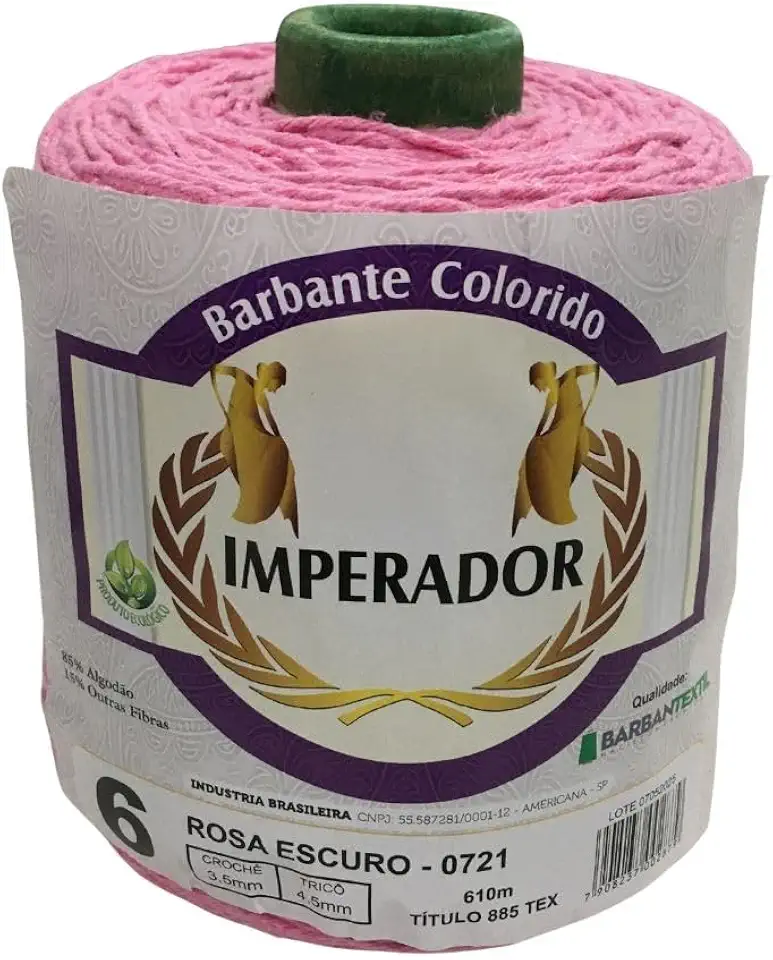 Barbante Colorido Imperador Fio 6 para Crochê e Tricô (ROSA ESCURO)