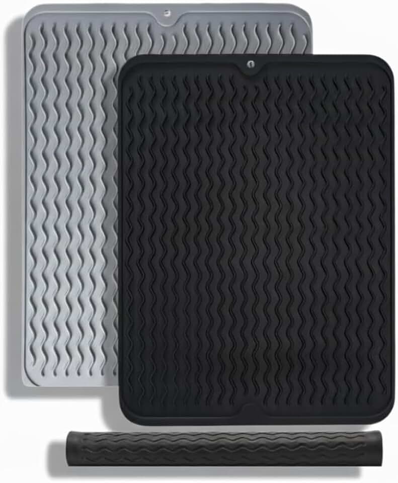 Tapete Escorredor de Pia em Silicone – Secagem Rápida, Antiderrapante e Resistente a Mofo – Tapete de Secar Louça Cozinha 40x30cm