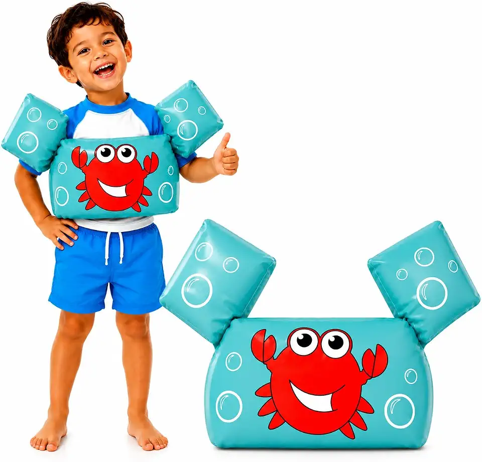 Boia Colete Salva Vidas Infantil Flutuador Ajustável e Seguro Para Crianças Até 25kg, 1 a 8 Anos - Piscina Praia Não Fura - Linha Premium