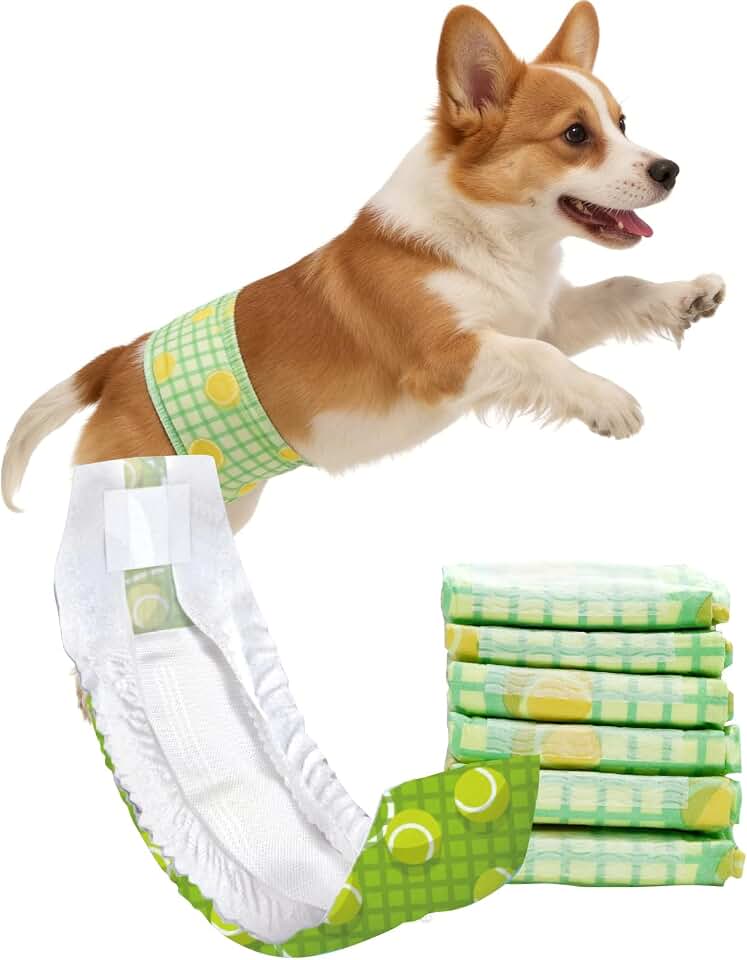 Fraldas para Cães Machos, Fraldas Descartáveis Antiderrapantes para Cães Machos, Superabsorventes para Filhotes, com Indicador de Umidade, 12 Unidades (P)