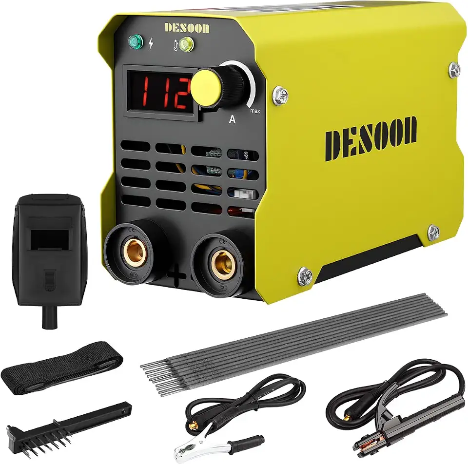 DESOON Máquina de Solda 120A MMA Inversora 220V Portátil Suporta Eletrodo até 3.2mm, Com Proteção Térmica Painel Digital e Ajuste de Corrente Ideal para Reparos e DIY