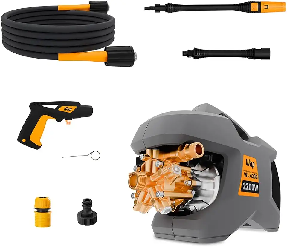 WAP Lavadora Profissional de Alta Pressão WL 4200 5 Pistões 2200W 1305PSI Vazão 510L/H Motor de Indução Stop Total 127 Volts