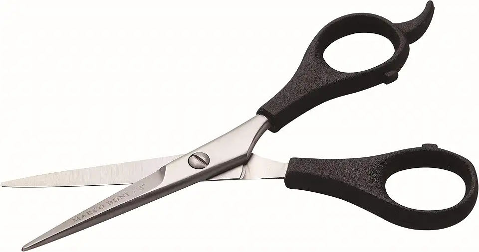 Marco Boni Tesoura Profissional Fio Laser P/ Corte Cabelo 5.5'' Cabo Plástico Aço Inox 1705 Preto 1 Unidade
