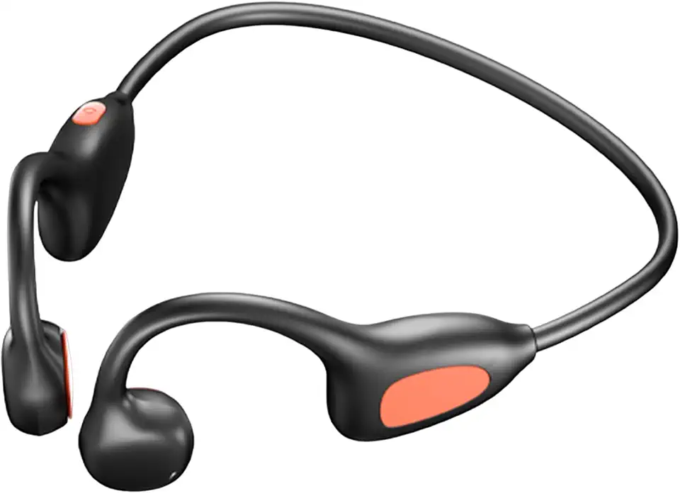 Fone de Ouvido Bluetooth Esportivo Open Ear - Fone sem Fio com Bateria de 30h, Bluetooth 5.4, Leve e Confortável para Corrida, Academia e Uso Diário (Laranja Preta)