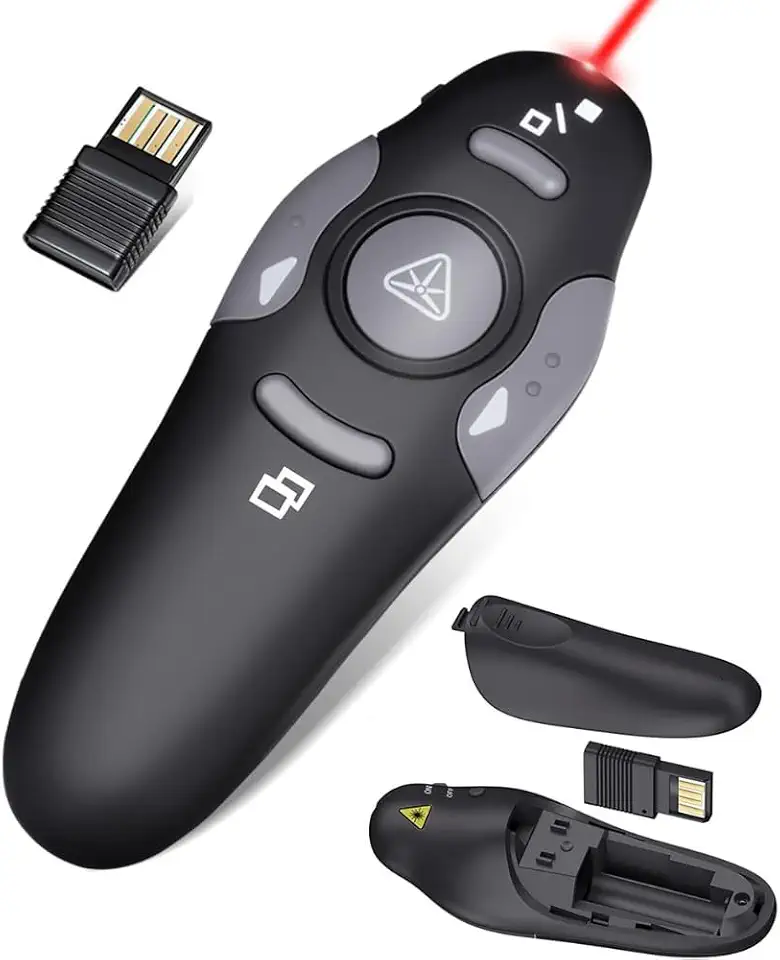 Passador de Slides Sem Fio com Laser Plug and Play USB Compativel PowerPoint Canva PDF Google Slides Apresentador para Palestras Aulas Reunioes Windows Mac Alcance 30 Metros