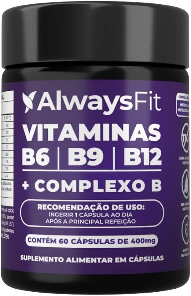 Complexo B Always Fit – Vitaminas do Complexo B com Metilfolato e Metilcobalamina – 60 Cápsulas