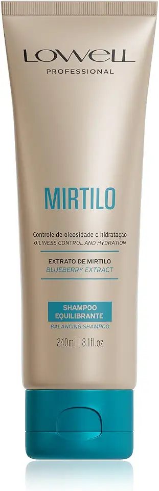 Lowell – Shampoo Equilibrante Mirtilo 240ml – Controle de Oleosidade – Limpeza Purificante – Hidratação na Medida Certa – Equilíbrio do Couro Cabeludo – Uso Diário – Profissional