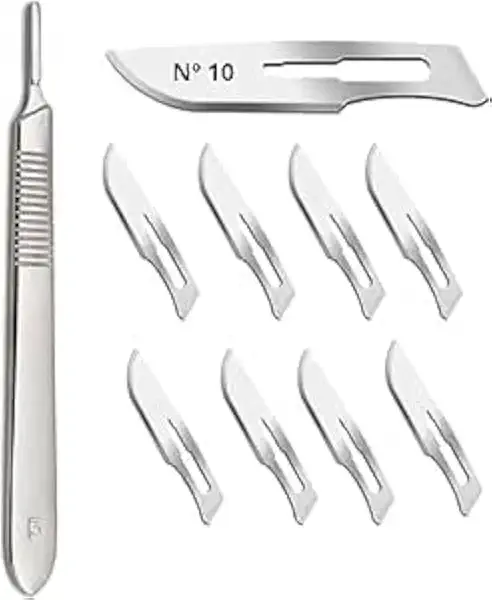 Kit Estetica Dermaplaning Lamina Nº 10 C + Cabo Estilete (10 Laminas + 1 Cabo)