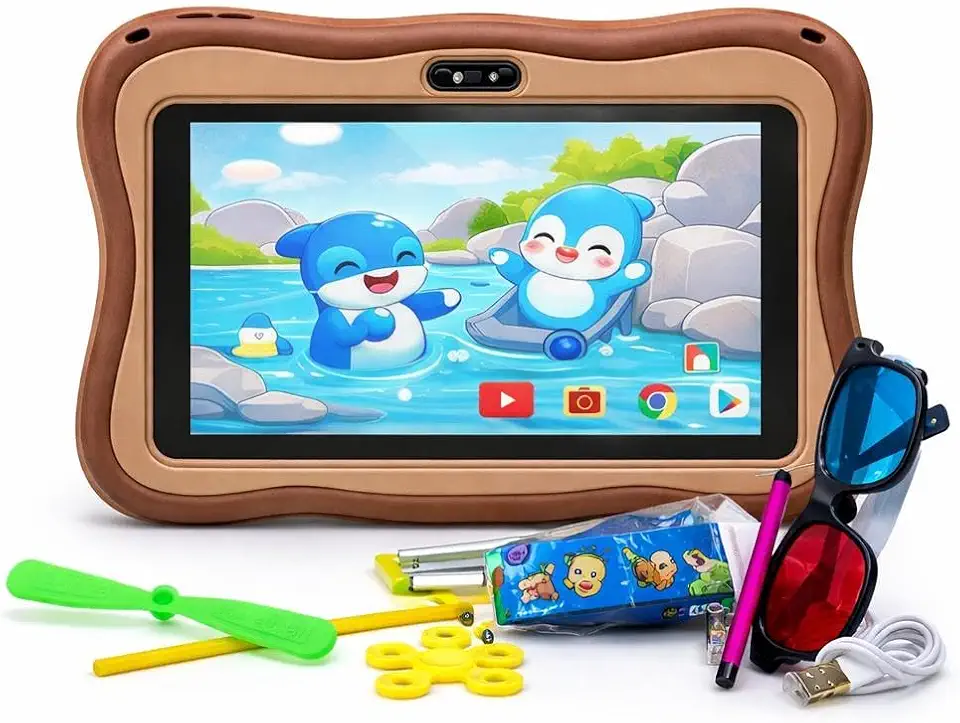 Tablet Infantil Educativo 8gb/256gb Tela 7 Caneta E Capa Menino e Menina Marrom
